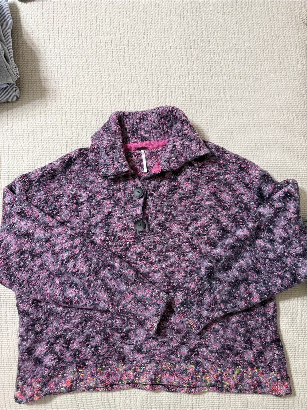 Free People Stellar Pullover| Marled Pink & Black